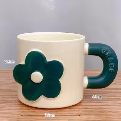 ماگ گل برجسته وارداتی،بدون قاشق