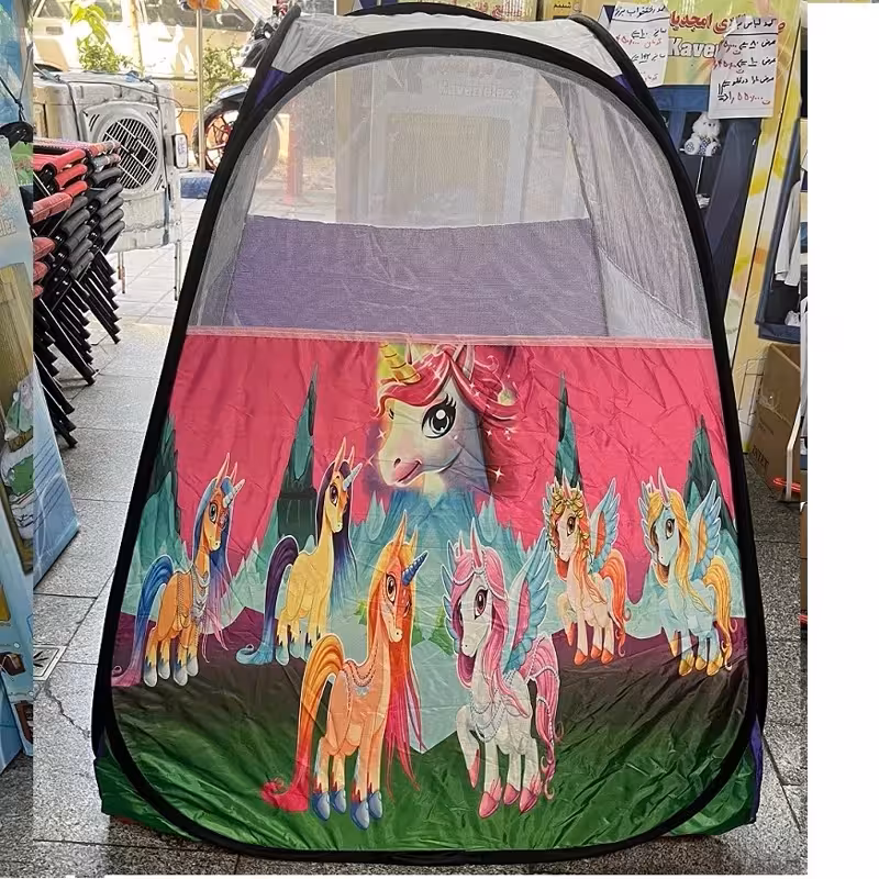 چادر کودک چادر بازی خیمه دخترانه هدیه کادو سیسمونی طرح پونی اسب شاخدار کد7