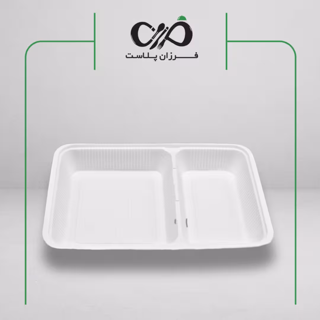 ظرف دو خانه بسته بندی گیاهی آملون (200 عددی)