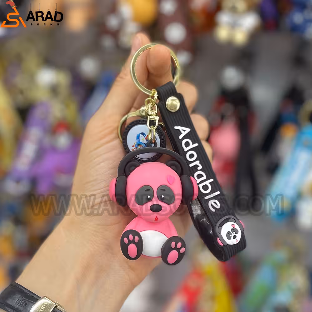 جاکلیدی سیلیکونی طرح پاندا صورتی