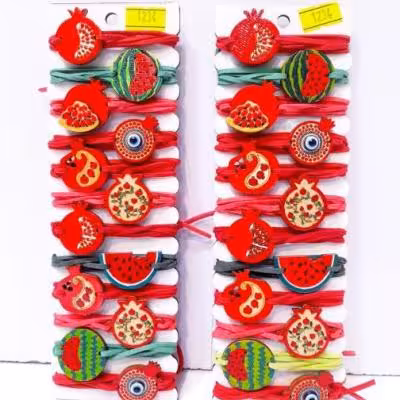 دستبند بند چرمی مهره دار چوبی یلدا