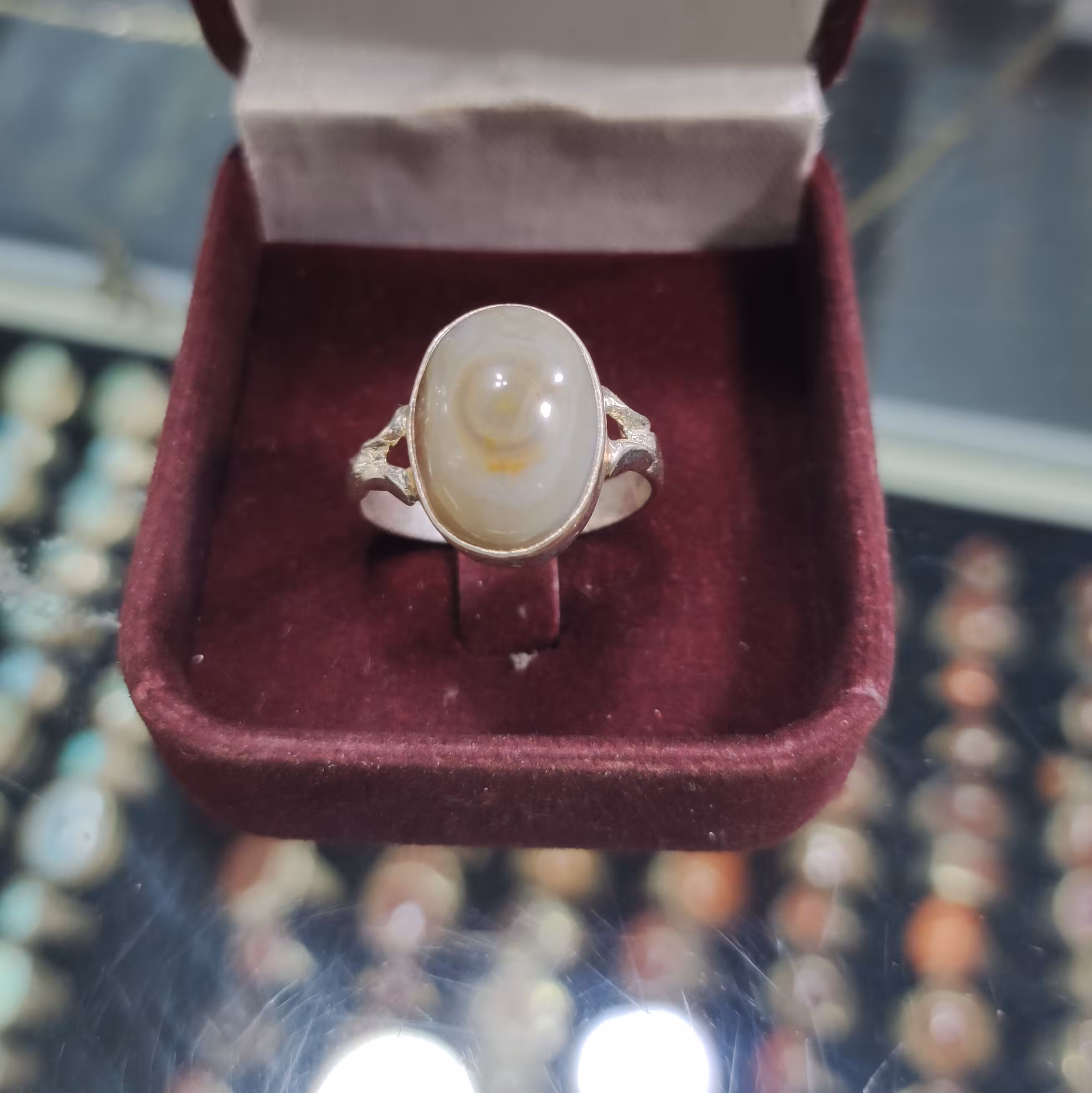 انگشتر سلیمانی چشم  عالی برای رزق و روزی و برکت مال نقره عیار 925 رکاب صفوی ته بسته کد A11