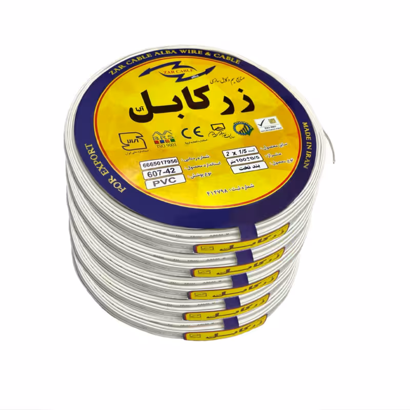 سیم برق نایلون 2 در 1.5 زر کابل آلبا مدل N2-1.5 بسته 5 عددی