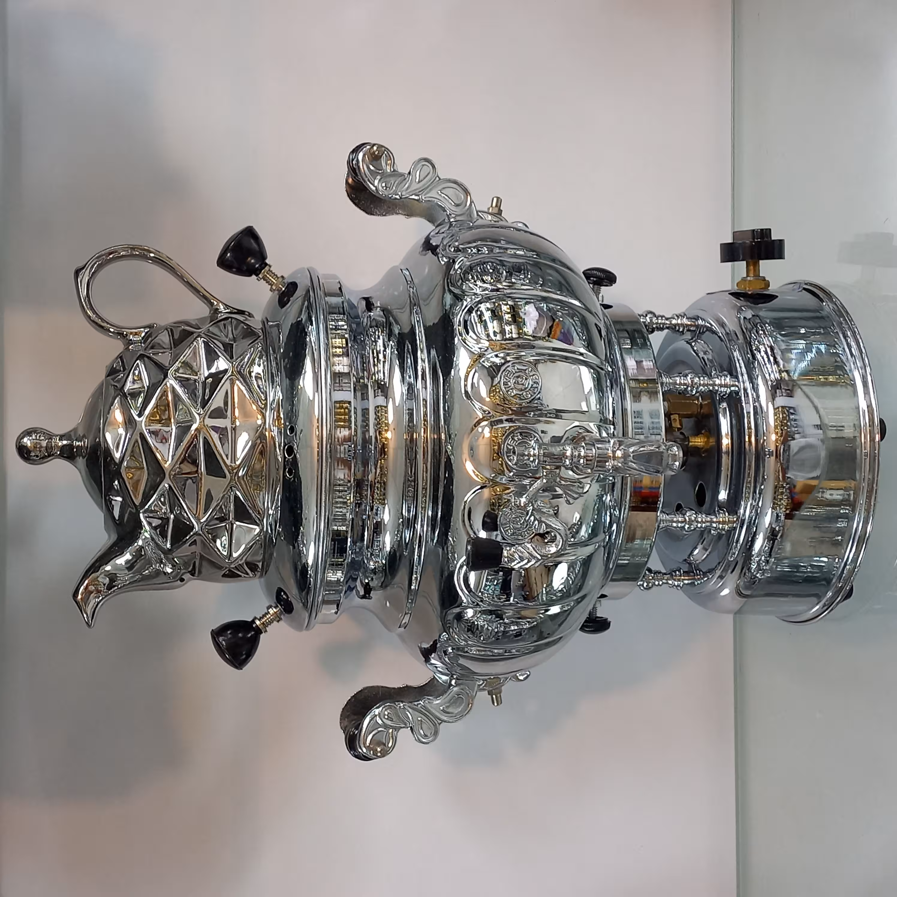 سماور گازی سیلور مدل سه کاره ویکتوریا اینه دار ترموکوپل دار 8 لیتری