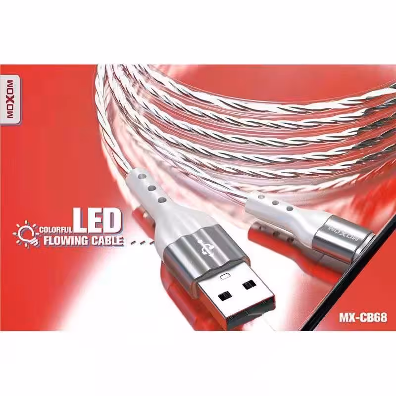 کابل تبدیل USB به USB-C موکسوم مدل MX-CB68 LED طول 1 متر