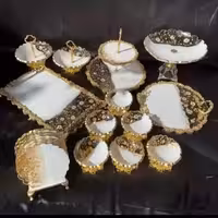 ظروف پذیرایی رزینی 6نفره  رزینی پذیرایی بابونه جهیزیه عروس