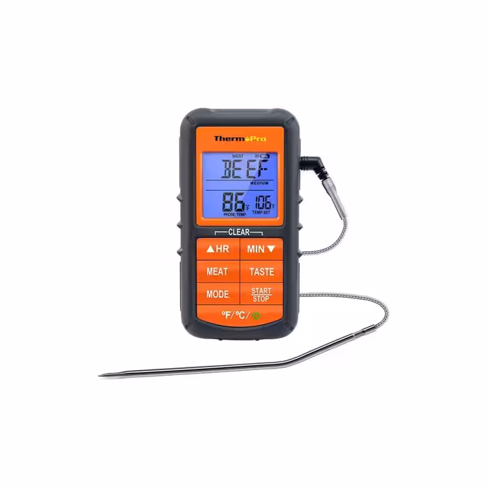 ترمومتر حرفه‌ای ThermoPro TP06B | مجهز به پروب استیل ضد زنگ | دیجیتال با نمایش سریع و دقیق دما | مناسب برای پخت انواع گوشت و غذا | ابزار حرفه‌ای برای آشپزی خانگی و صنعتی