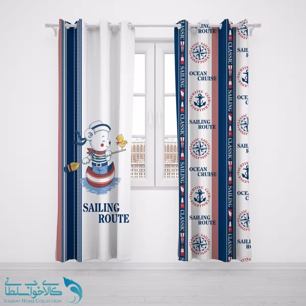 پرده پانچی اتاق کودک طرح ملوان کد A2849