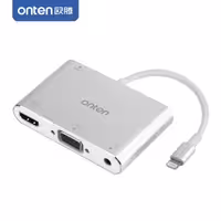 تبدیل درگاه لایتنینگ به HDMI , VGA همراه با انتقال صدا اونتن مدل  lightning to  HDMI VGA ,audio dongl micro adapter OTN-7585C