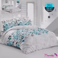 قیمت و خرید روتختی طرح گل سفید طوسی دونفره برند ترکاز کد 2117