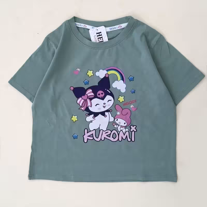 تیشرت کراپ دخترانه طرح کرومی سایز 45 تا 65