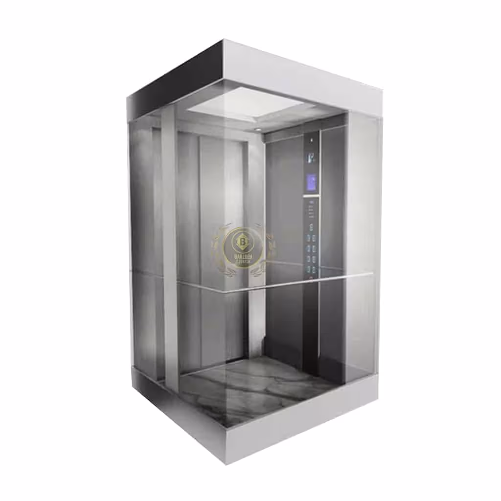 کابین آسانسور شیشه ای مربع