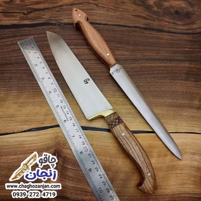 چاقو راسته وفا به همراه مصقل ترنج | بسیار تیز برای برش گوشت