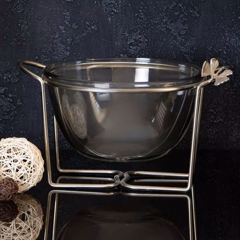 سوفله سالاد خوری نقره ای سالی نو پایه مفتولی مدل 5007N