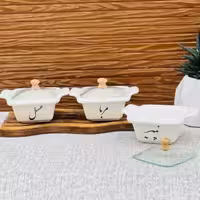 ظرف کره و عسل سرامیکی مربع