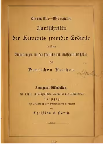 خرید و دانلود نسخه کامل کتاب Die von 1865-1895 erzielten Fortschritte der Kenntnis fremder Erdteile in ihren Einwirkungen auf das staatliche und wirtschaftliche Leben des Deutschen Reiches