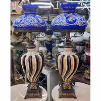 چراغ قالپاقی ستون گل رنگی سرمه ای مدل سه پوست