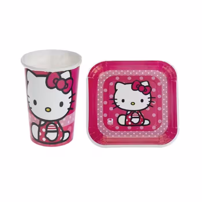 پیش دستی و لیوان کیتی بسته 20 عددی