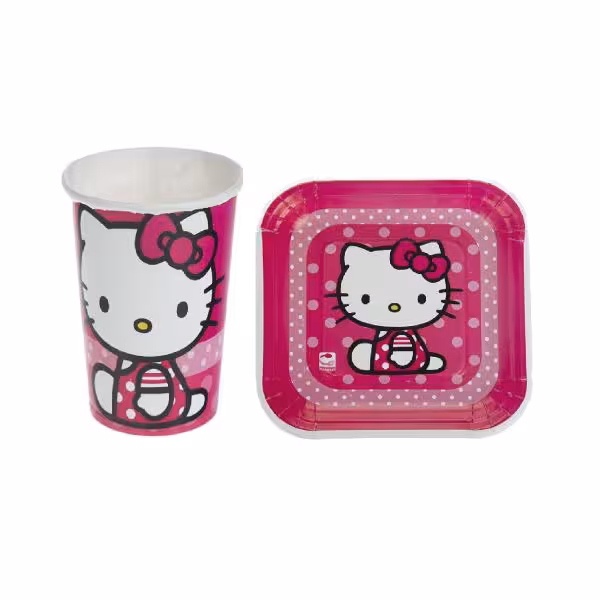 پیش دستی و لیوان کیتی بسته 20 عددی