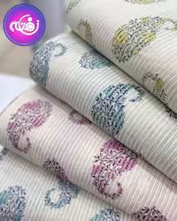 پارچه لینن با سوزن دوزی طرح بته جقه