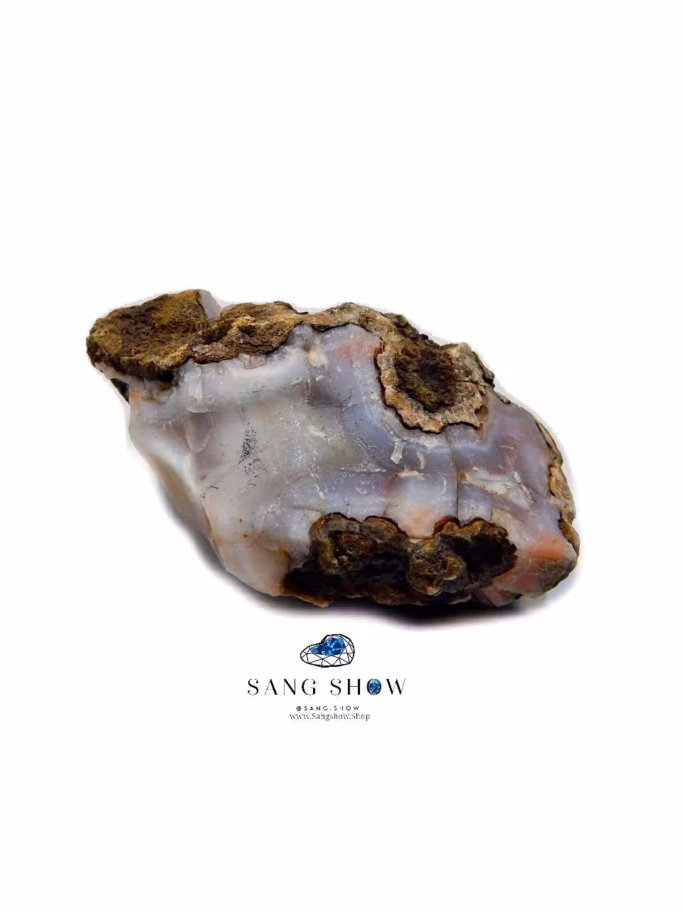 عقیق کبود با رگه های عقیق قرمز زیبا نمونه اصل و معدنی S963