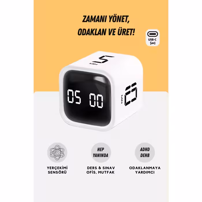 تایمر مکعبی Gworke GT-1 | تایمر Flip برای مدیریت زمان | مناسب برای مطالعه، امتحان و کارهای روزانه | کاربردی در آشپزخانه و محیط‌های آموزشی | طراحی سبک و قابل حمل | ابزار حرفه‌ای برای روش پومودورو و افزایش تمرکز