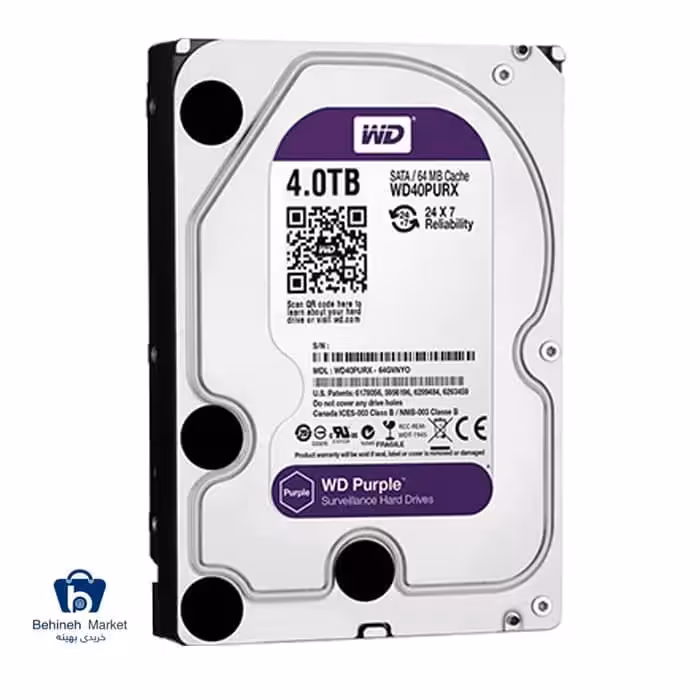 هارد اینترنال وسترن دیجیتال مدل Purple WD40PURX ظرفیت 4 ترابایت