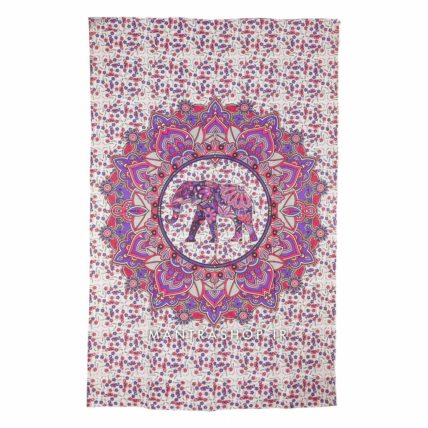 بکدراپ تپستری هندی صورتی طرح فیل (رو تختی یک نفره) کد 164