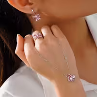 نیمست پروانه سوارسکی وارداتی نقره جواهری کد 00495