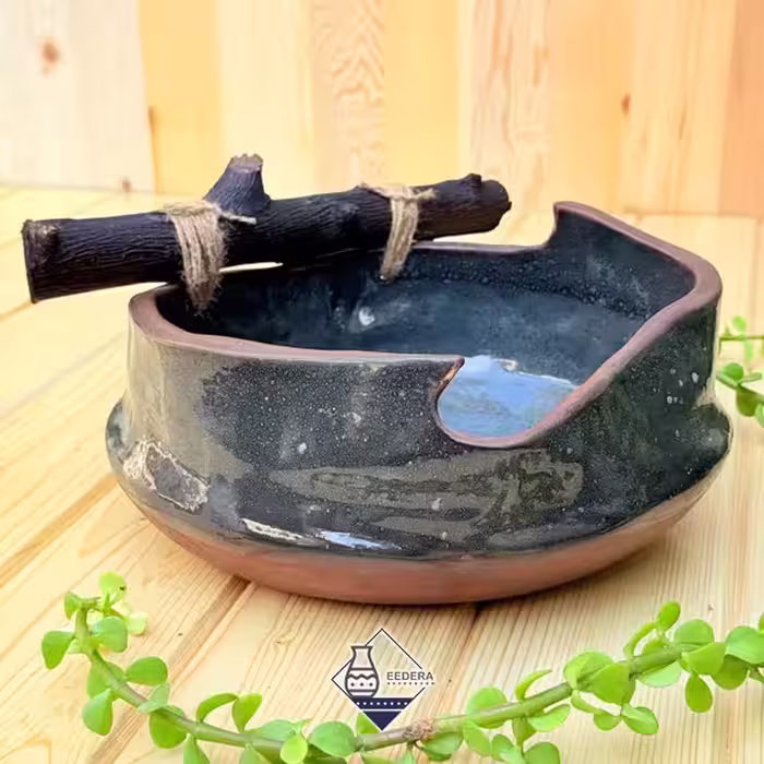کاسه عریض دفرمه سدری طرح نیلوفر