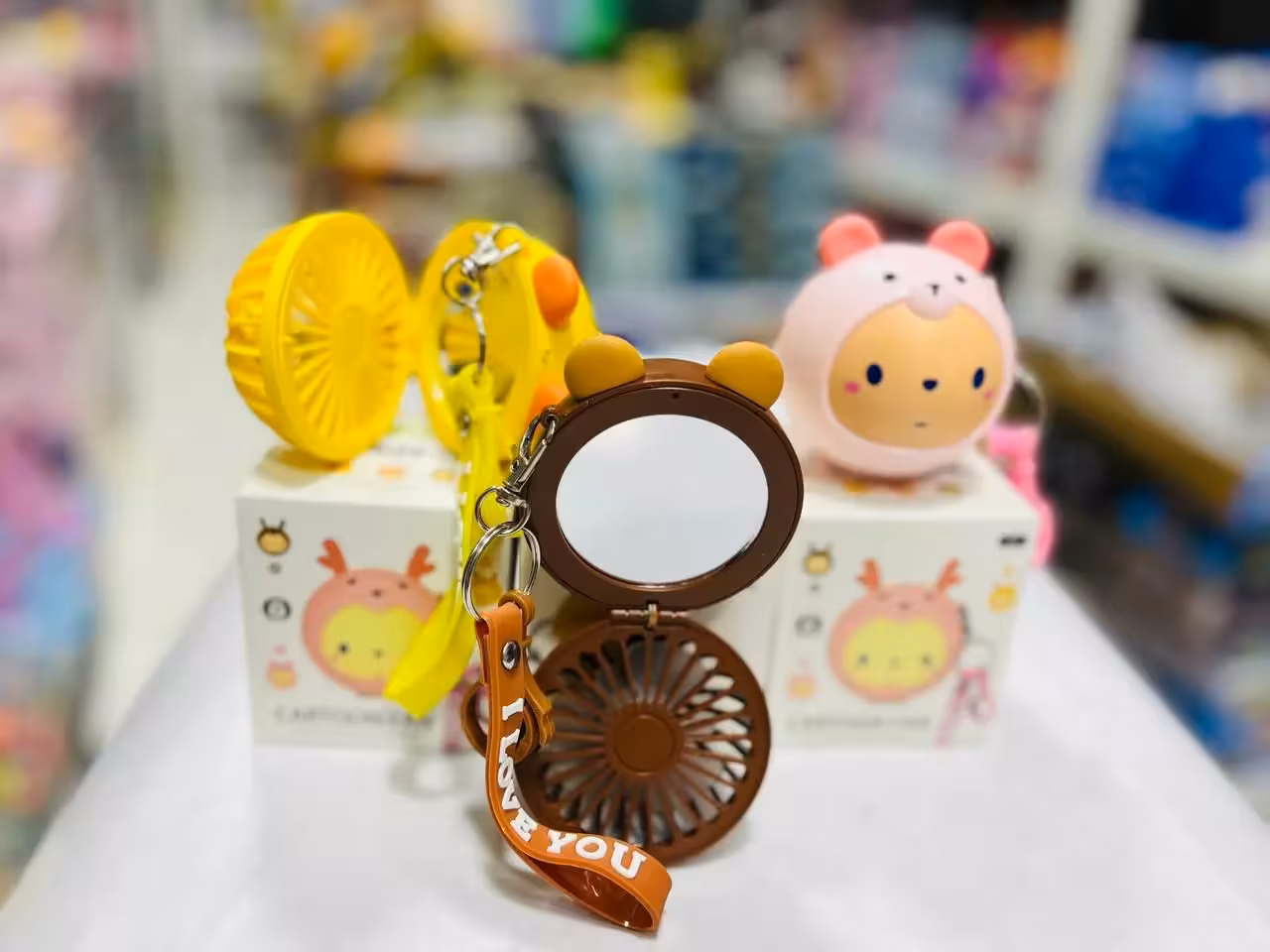 پنکه رومیزی شارژی خرسی آینه دار