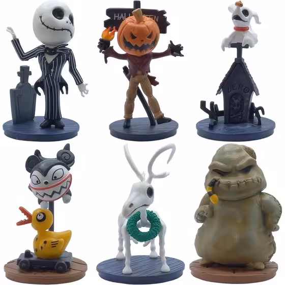 فیگور کابوس قبل از کریسمس ست 6 عددی طرح Nightmare Before Christmas Oogie Boogie Pumpkin King Jack Vampire Teddy