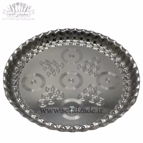 سینی استیل لب کنگره طرح موج سایز 36 سانتی