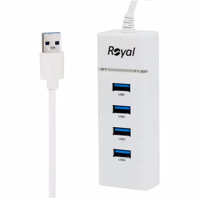 هاب 4 پورت USB 3.0 رویال مدل RH3-303Royal RH3-303 4 port USB 3.0 hub