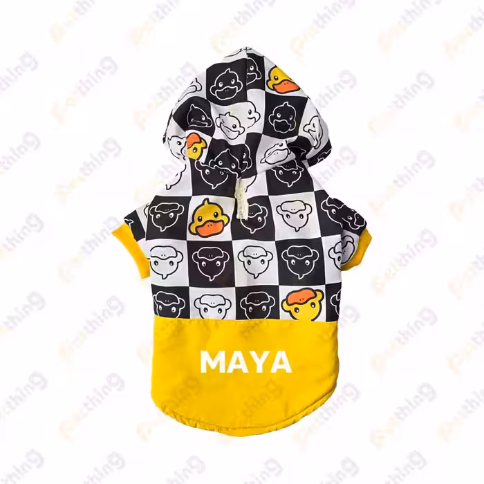 بارانی سگ و گربه مدل اردکی با چاپ نام پت شما