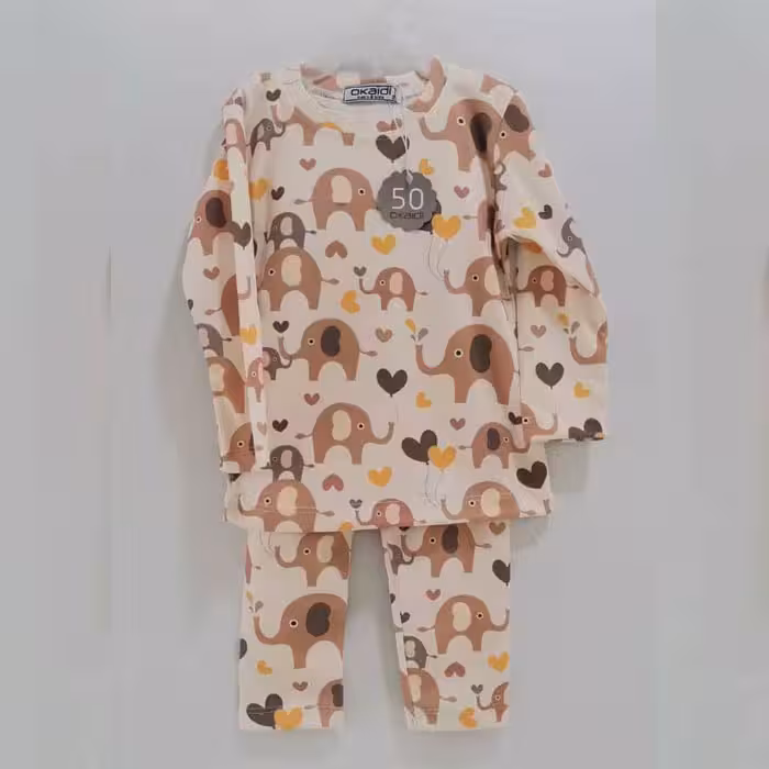 بلوز شلوار راحتی کودک طرح فیل قلب 2 تا 8 سال