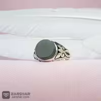 انگشتر دست ساز عقیق یشم یمنی گرد