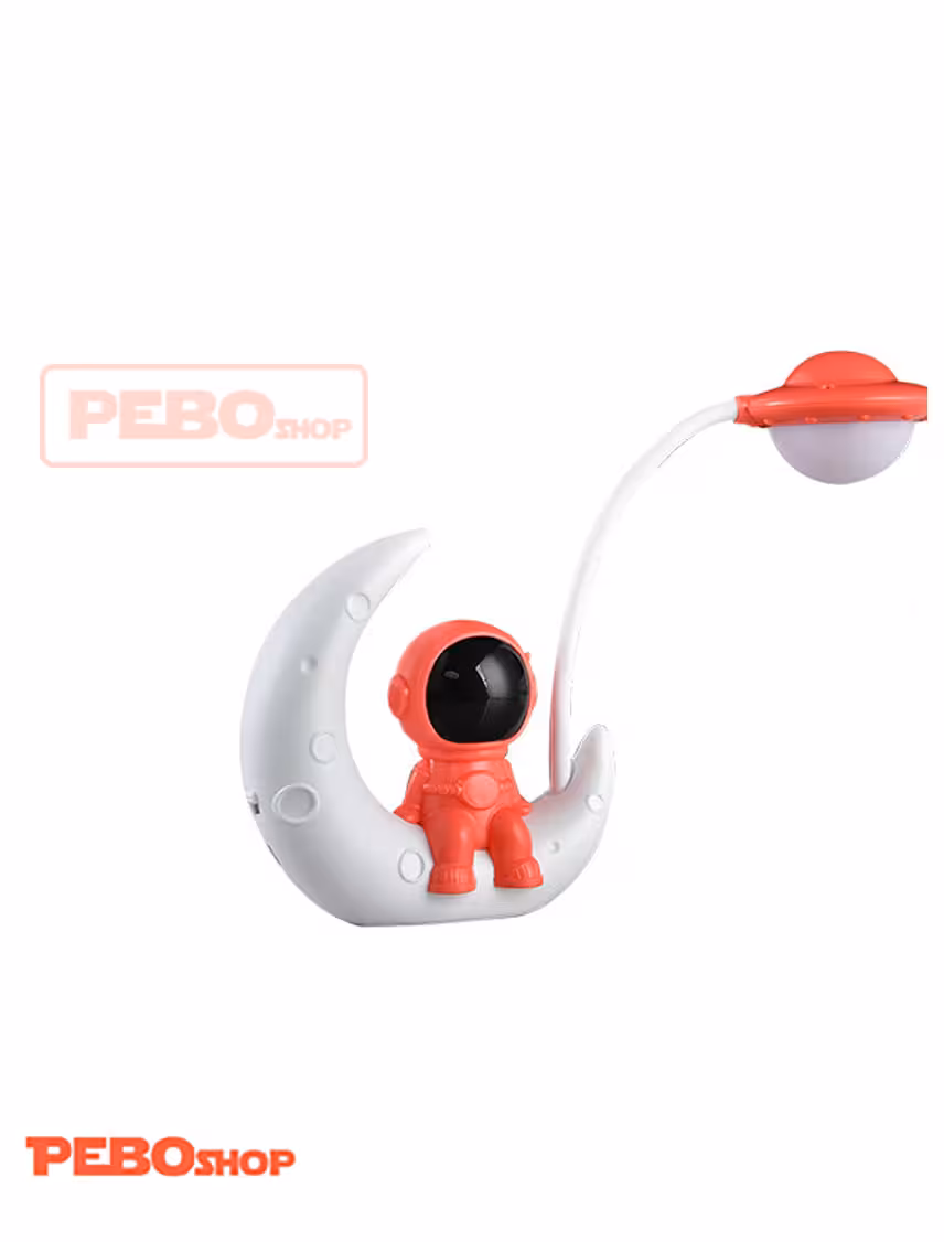 چراغ مطالعه و خواب فضانورد نشسته روی ماه قرمز