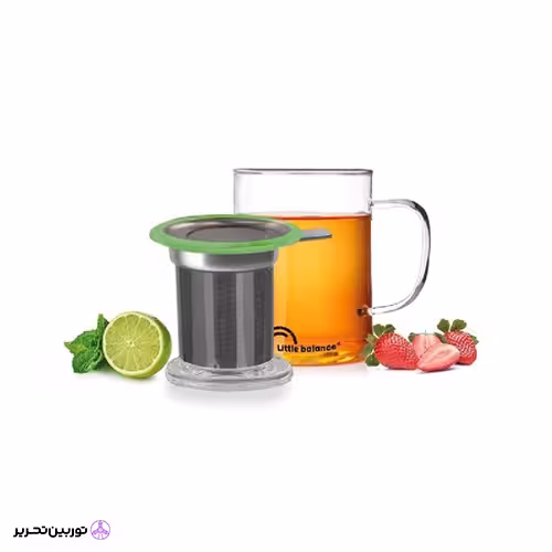 لیوان دمنوش شیشه ای با صافی استیل