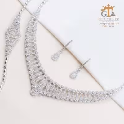 سرویس نقره زنانه طرح جواهر قالب طلا کد 11049