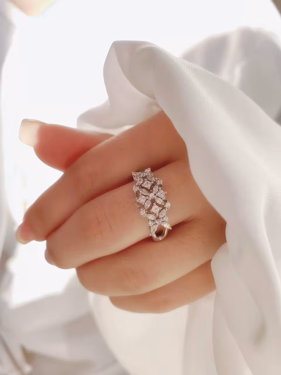 انگشتر ایتالیایی جواهری نقره زنانه کد 10343