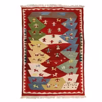 گلیم گبه قشقایی دستبافت یک و نیم متری