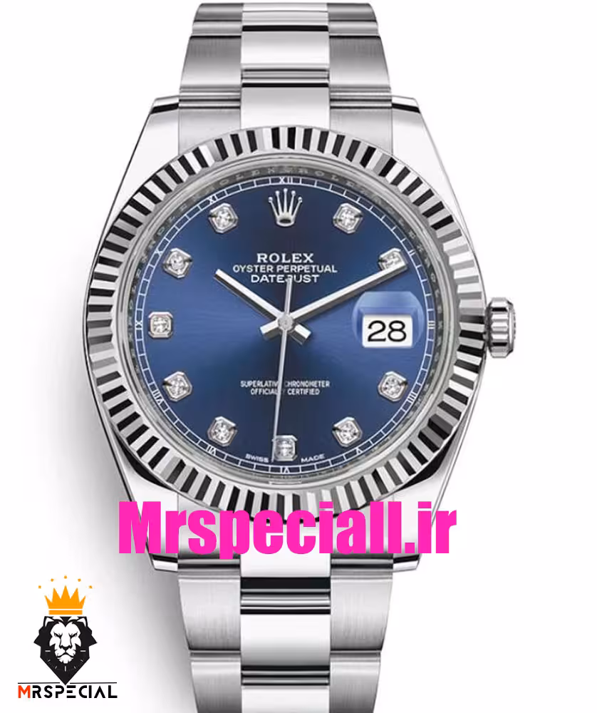 ساعت رولکس مردانه مدل دیت جاست اتوماتیک استیل صفحه ابی 020892 ROLEX DATEJUST