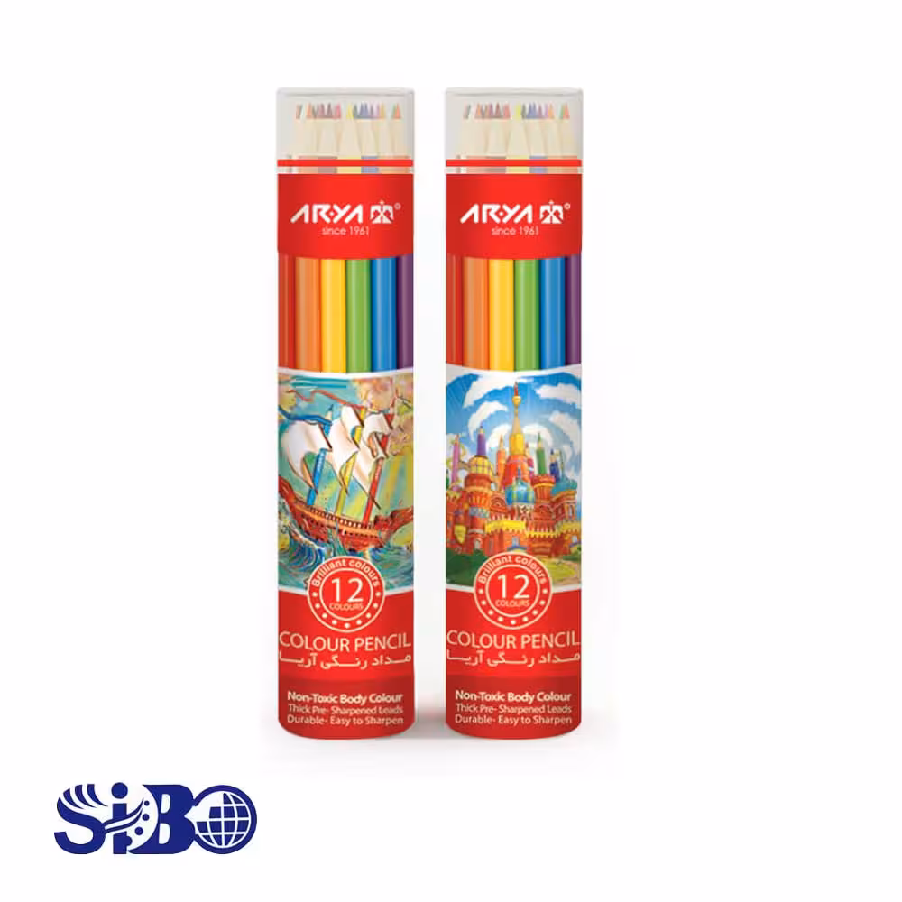 مدادرنگی آریا 12 رنگ استوانه ای