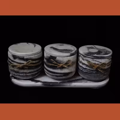 بانکه مدل سنگی کد 990 مجموعه 3 عددی به همراه سینی