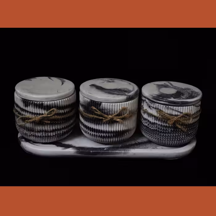 بانکه مدل سنگی کد 990 مجموعه 3 عددی به همراه سینی