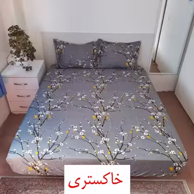 سرویس ملحفه مدل شکوفه یخی کد 160 دو نفره سه تکه 