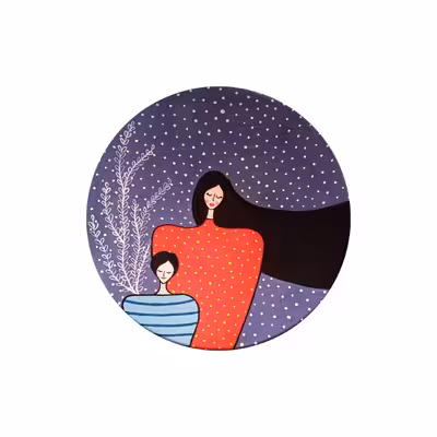 بشقاب دیوارکوب سفالی مدل مادر کد 118