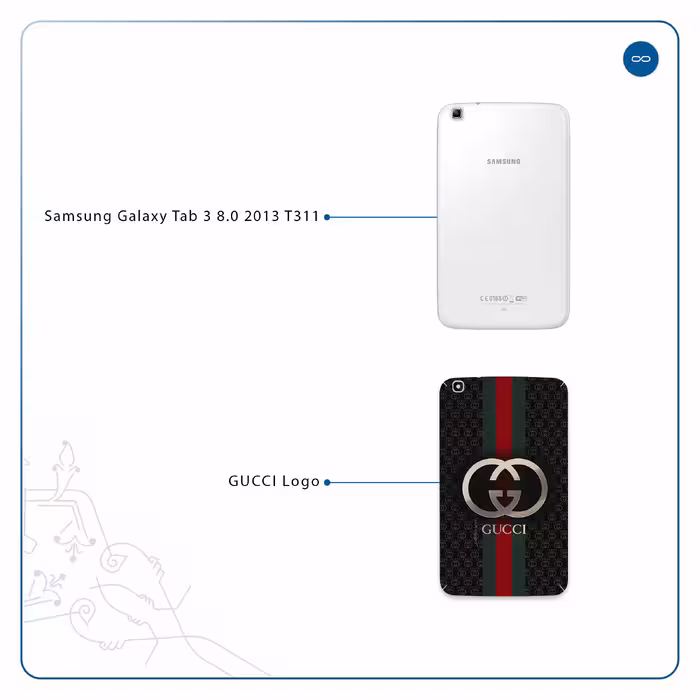 برچسب پوششی ماهوت مدل GUCCI-Logo مناسب برای تبلت سامسونگ Galaxy Tab 3 8.0 2013 T311