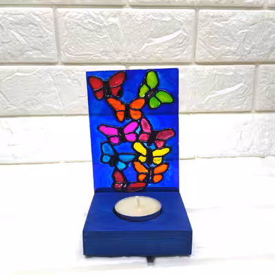 جا شمعی ویترای طرح پروانه مدل 007